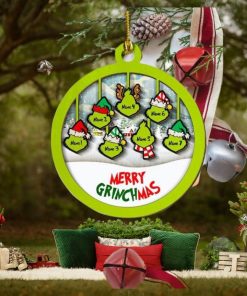 Personalized Grinch Hand Family Wood Ornament, Merry Grinchmas Ornament, Custom Grinch Ornament, Custom Family Ornament, Funny Ornament