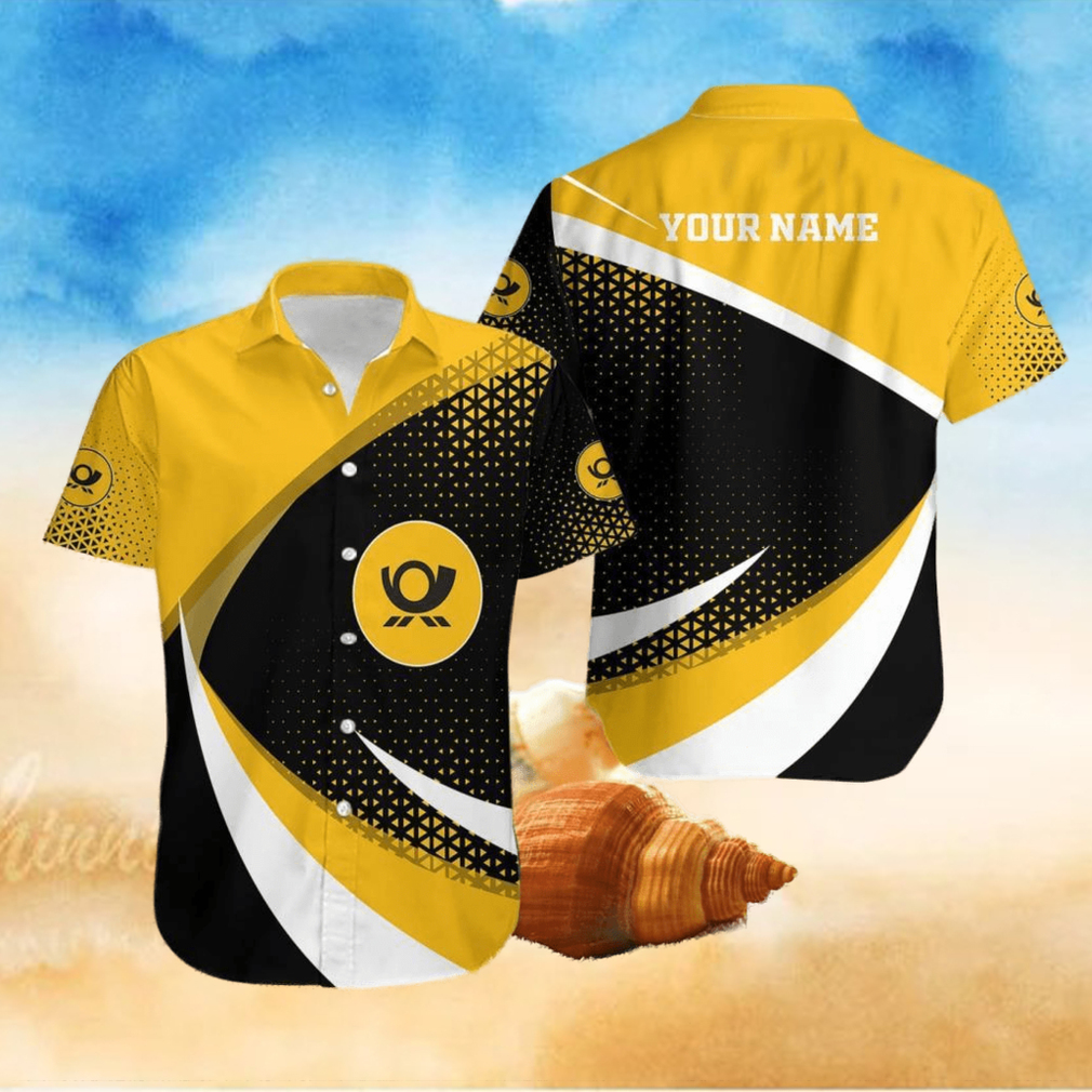 Personalized Hawaiian Shirt Deutsche Post Logo Yellow And Black Trending Summer Gift For Men And Women Personalized Hawaiian Shirt Deutsche Post Logo Yellow And Black Trending Summer Gift For Men And Women