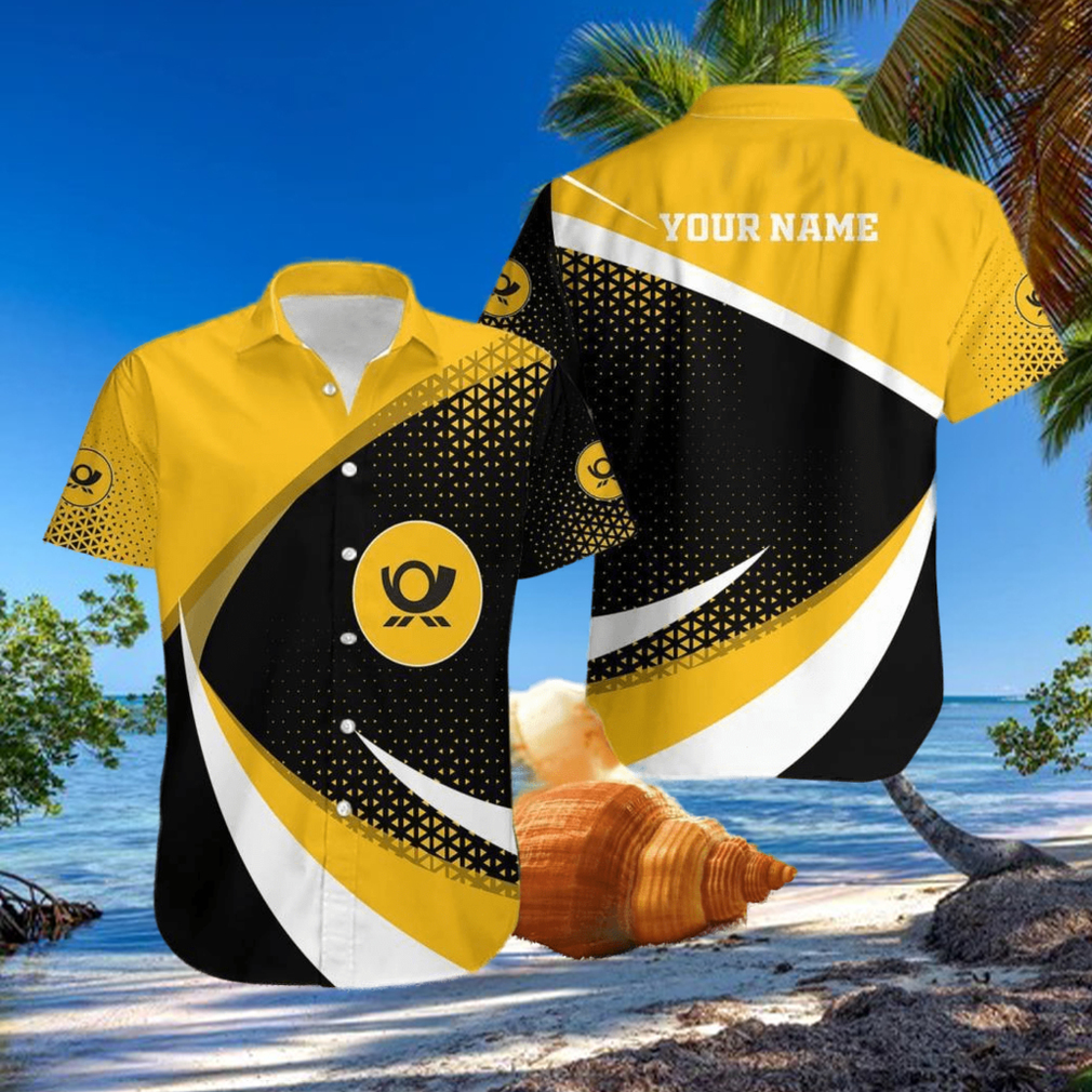 Personalized Hawaiian Shirt Deutsche Post Logo Yellow And Black Trending Summer Gift For Men And Women Personalized Hawaiian Shirt Deutsche Post Logo Yellow And Black Trending Summer Gift For Men And Women