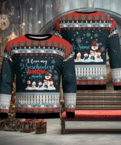 Personalized I Love My Preschoolers Snow Much Christmas Ugly Sweater Party
