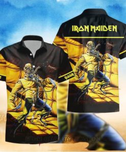 Personalized Iron Maiden Piece of Mind Short Sleeve Button Shirt