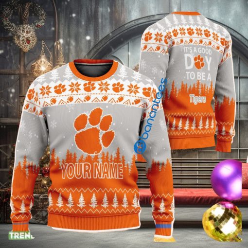 Personalized It A Good Day To Be A Clemson Tigers Knitted Christmas Sweater AOP