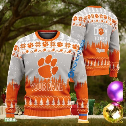 Personalized It A Good Day To Be A Clemson Tigers Knitted Christmas Sweater AOP