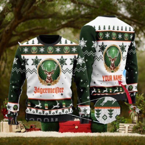 Personalized Jagermeister Knitted Xmas Ugly Christmas Sweater 3D