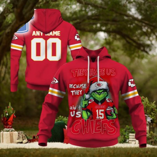 Personalized Kc Chiefs Grinch They Hate Us Because They Aint Us Chiefs Hoodie 3D