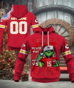Personalized Kc Chiefs Grinch They Hate Us Because They Aint Us Chiefs Hoodie 3D