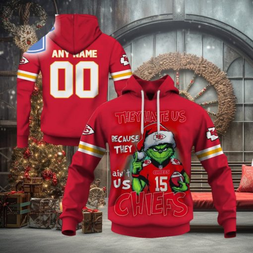 Personalized Kc Chiefs Grinch They Hate Us Because They Aint Us Chiefs Hoodie 3D