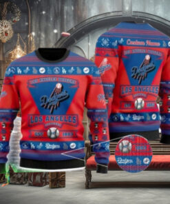 Personalized Los Angeles Dodgers Red And Blue Christmas Sweater