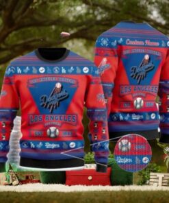 Personalized Los Angeles Dodgers Red And Blue Christmas Sweater