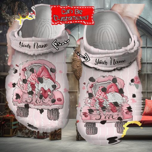 Personalized Love Valentines Day Gnome Truck Clog Shoes Classic Valentine Crocs