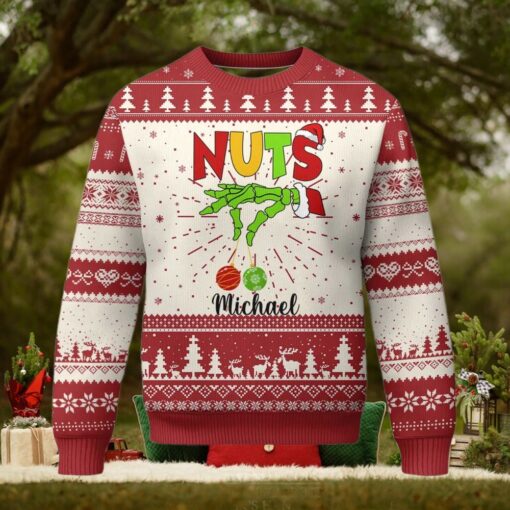 Personalized Matching Couple Ugly Christmas Sweater Custom Name Chestnuts Xmas Funny Nuts TS02