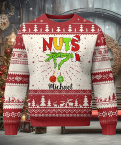 Personalized Matching Couple Ugly Christmas Sweater Custom Name Chestnuts Xmas Funny Nuts TS02
