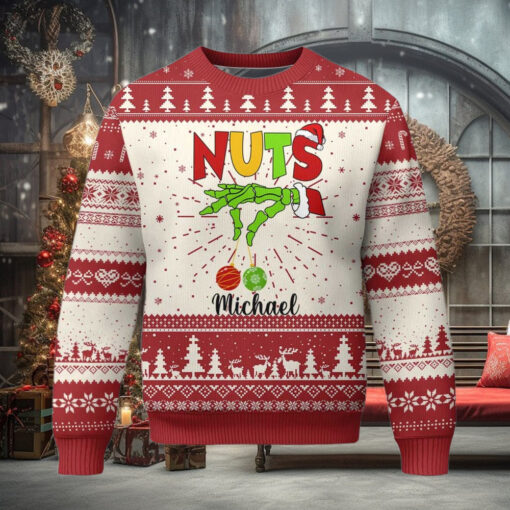 Personalized Matching Couple Ugly Christmas Sweater Custom Name Chestnuts Xmas Funny Nuts TS02