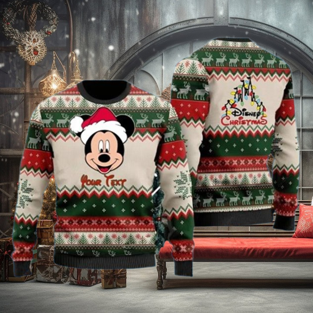 Personalized Mickey Santa Cartoon Disney Ugly Christmas Sweater Personalized Mickey Santa Cartoon Disney Ugly Christmas Sweater