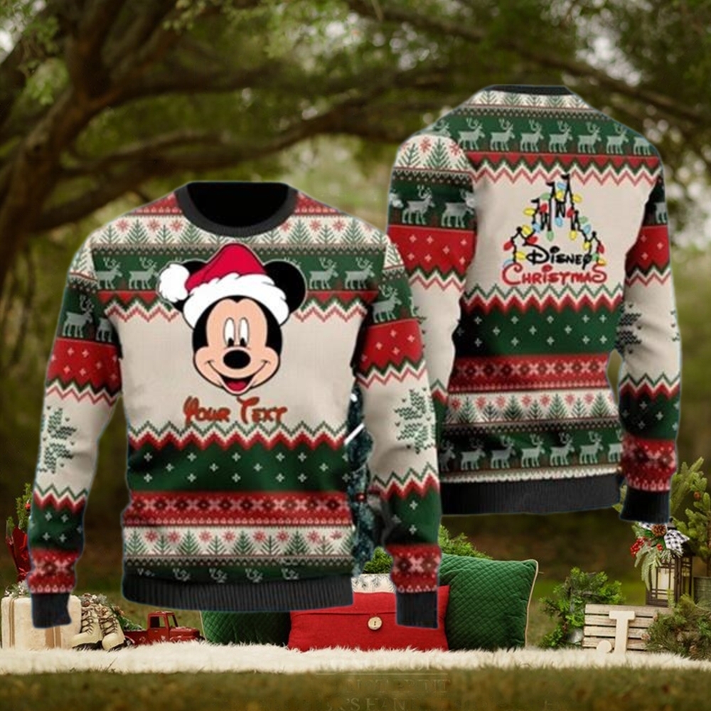 Personalized Mickey Santa Cartoon Disney Ugly Christmas Sweater Personalized Mickey Santa Cartoon Disney Ugly Christmas Sweater