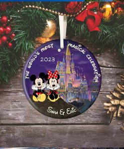 Personalized Mickey and Minnie Christmas Ornament, Couple Ornament