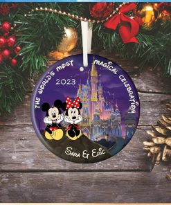 Personalized Mickey and Minnie Christmas Ornament, Couple Ornament