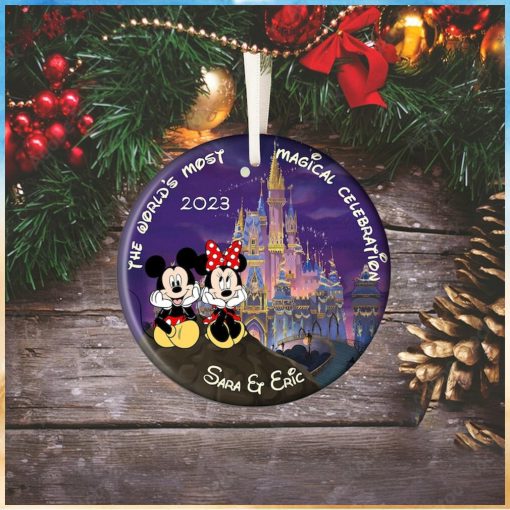 Personalized Mickey and Minnie Christmas Ornament, Couple Ornament