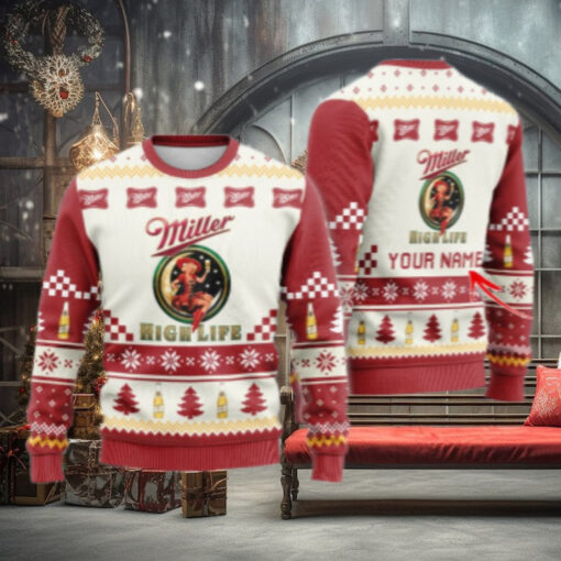 Personalized Miller High Life Classic Ugly Christmas Sweater