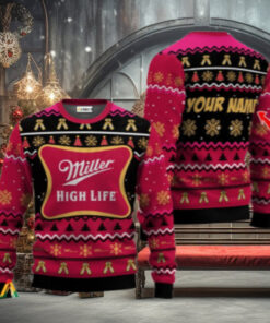 Personalized Miller High Life Holiday Cheer Ugly Sweater