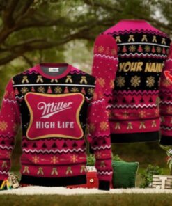 Personalized Miller High Life Holiday Cheer Ugly Sweater