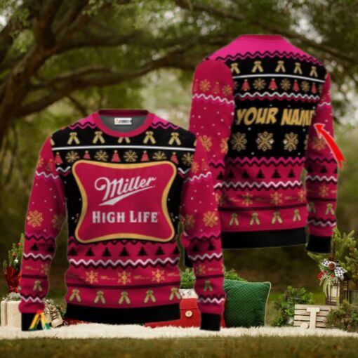 Personalized Miller High Life Holiday Cheer Ugly Sweater