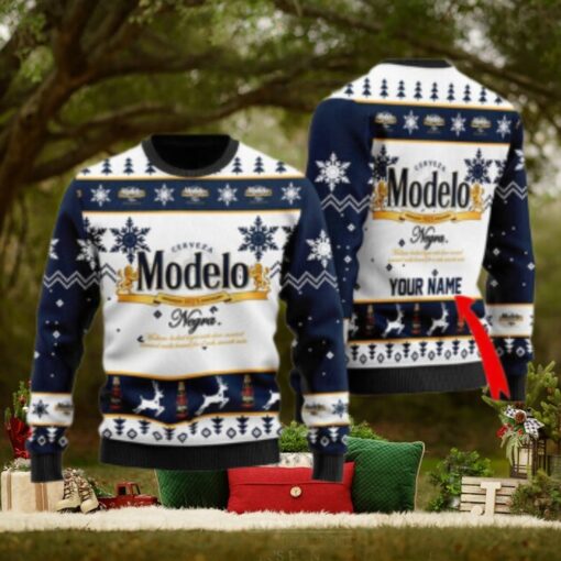 Personalized Modelo Beer Christmas Ugly Sweater