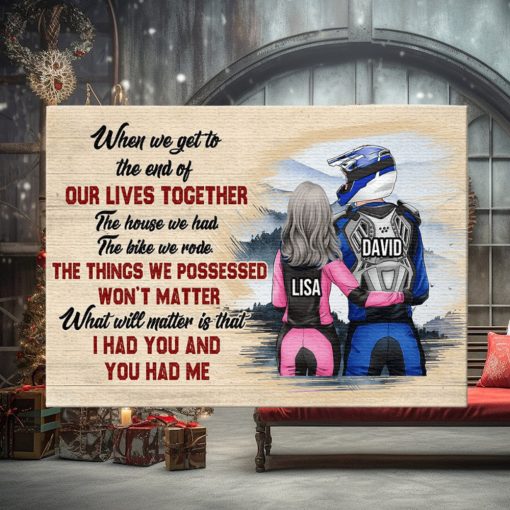 Personalized Motocross Couple Poster   What Will Matter Is That   Couple Shoulder To Shoulder