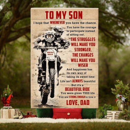 Personalized Motocross Father & Son Poster   Struggles Will Make You Stronger   Vintage