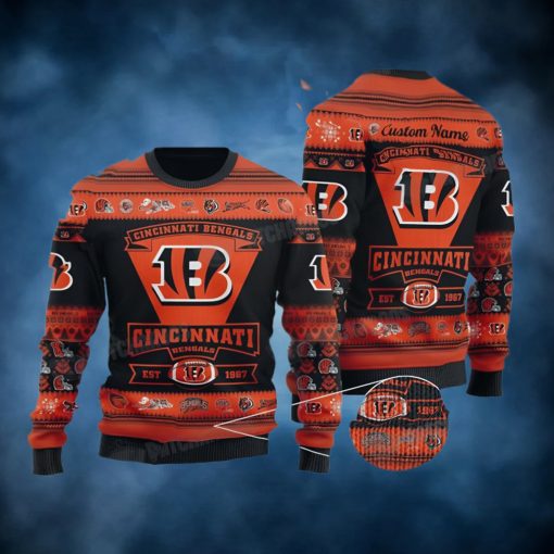 Personalized NFL Cincinnati Football Est 1967 Ugly Christmas Sweater Bengals Gifts