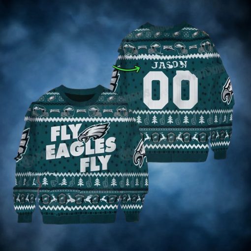 Personalized NFL Fly Eagles Fly Ugly Christmas Sweater Philadelphia Gifts