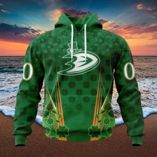 Personalized NHL Anaheim Ducks Full Green Design For St. Patrick’s Day Hoodie