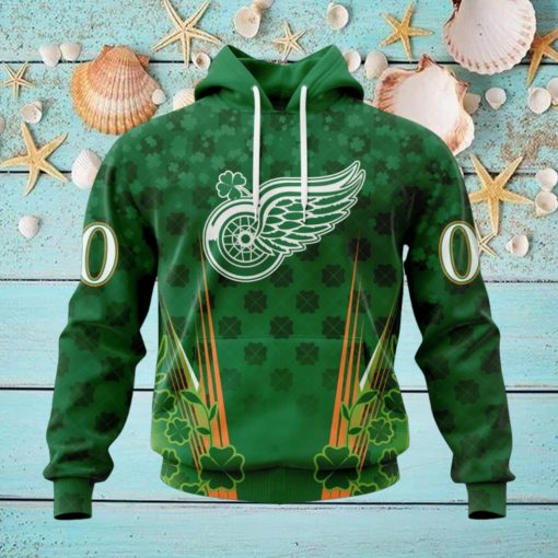 Personalized NHL Detroit Red Wings Full Green Design For St. Patrick’s Day Hoodie