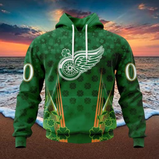 Personalized NHL Detroit Red Wings Full Green Design For St. Patrick’s Day Hoodie