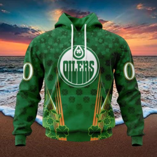 Personalized NHL Edmonton Oilers Full Green Design For St. Patrick’s Day Hoodie