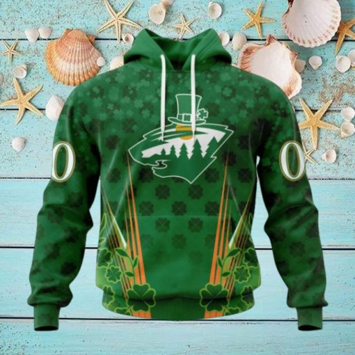 Personalized NHL Minnesota Wild Full Green Design For St. Patrick’s Day Hoodie