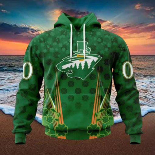 Personalized NHL Minnesota Wild Full Green Design For St. Patrick’s Day Hoodie