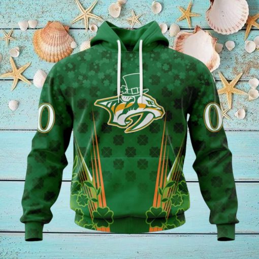 Personalized NHL Nashville Predators Full Green Design For St. Patrick’s Day Hoodie