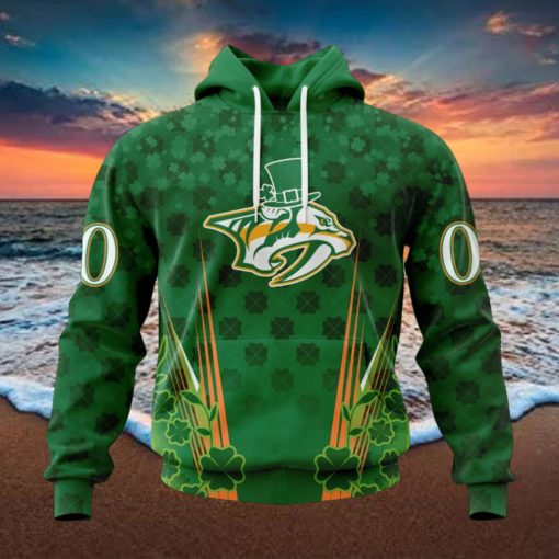Personalized NHL Nashville Predators Full Green Design For St. Patrick’s Day Hoodie