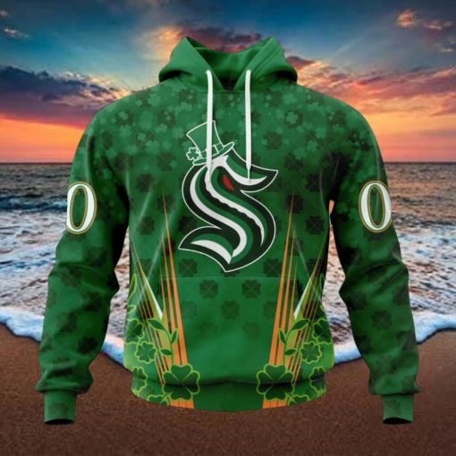 Personalized NHL Seattle Kraken Full Green Design For St. Patrick’s Day Hoodie