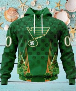 Personalized NHL St. Louis Blues Full Green Design For St. Patrick’s Day Hoodie