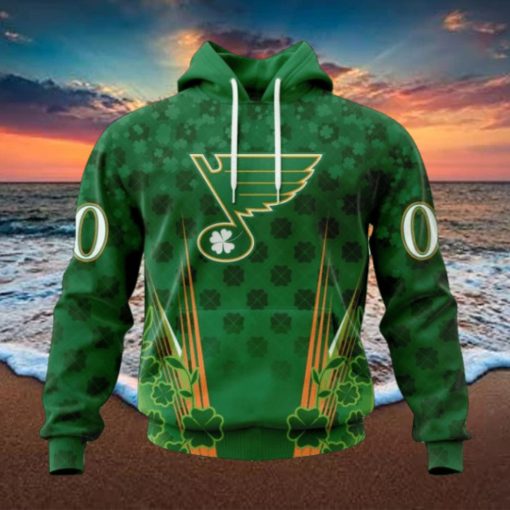 Personalized NHL St. Louis Blues Full Green Design For St. Patrick’s Day Hoodie