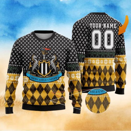 Personalized Name And Number Newcastle United 3D Ugly Christmas Sweater Christmas Holiday Gift