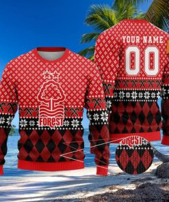 Personalized Name And Number Nottingham Forest 3D Ugly Christmas Sweater Christmas Holiday Gift