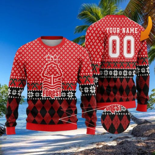 Personalized Name And Number Nottingham Forest 3D Ugly Christmas Sweater Christmas Holiday Gift