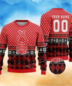 Personalized Name And Number Nottingham Forest 3D Ugly Christmas Sweater Christmas Holiday Gift