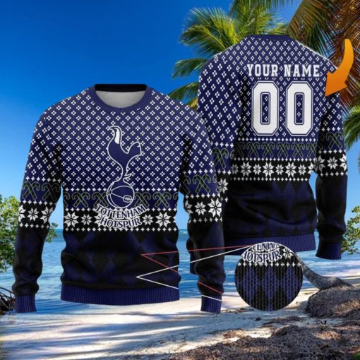 Personalized Name And Number Tottenham Hotspur 3D Ugly Christmas Sweater Christmas Holiday Gift