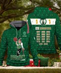 Personalized Name Boston Celtics 17x Champions City Background Green Hoodie Sweatshirt 3D