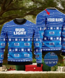 Personalized Name Bud Light Beer 3D All Over Printed Christmas Ugly Sweater Men And Women Gift