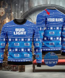 Personalized Name Bud Light Beer 3D All Over Printed Christmas Ugly Sweater Men And Women Gift
